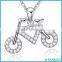 Fashion Jewelry Wholesale 925 Sterling Silver Sports Bike Charm Bicycle Pendant With CZ