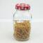 Embossed 1000ml Glass Mason Jar with Checkered Lid