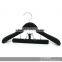 The HEAD black wooden suit hanger ,round head top,clamp rubber soft matt paint,275*28*22mm clamp