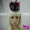 Black small hat with feather party hat for girls