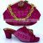 Italian leather hand bag mix middle heel women sandals shoes and bag set