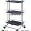 Wooden kitchen dining wine trolley cart, folding storage rack with wheels