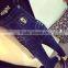 Spring dark blue overalls Siamese Slim influx of female feet hole jeans pants collapse was thin pants suspenders