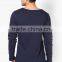 Fashion custom cotton v neck long sleeve t shirt