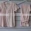 fashion workmanship lady's pajamas set with full fabric print and lace decoration