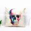 2015 Cool Colorful Skull Linen Household Sofa Pillow Pillows Cover Cushion Cover