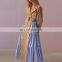 Lapel Collar long Sleeve Striped Split high waist Loose Windbreaker Women
