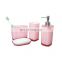 Slant design home  decor pink color plastic bathroom  accessories four pieces bathroom set