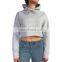 Maroon High quality Non Rib Gym yoga crop top hoodie sweatshirt Top Sold and shorts set sexy women sports