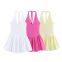 2025 New European and American Fashion Hanging Neck Collar Splicing Dress