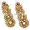 Indian Gorgeous Ruby Stone Made Gold Plated Polki Earring For Women