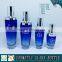 Bule Colored Glass Cosmetic Bottles and Jars