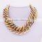 Wholesale rose gold two color cowboy cuban link chain necklace GJ-095