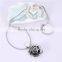 Vintage Double Sided Hollow Rose Flower Round Big Rhinestone Pendant Long Snake Chain Necklace for Women Girls Jewelry