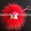 Trendy black Large Monster Bag Charm Fur Pom Poms Keychains Luxury Car keychains of raccoon fur Bird monster