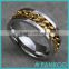 Sz6-15 Ring Silver/Black/Gold Rotatable Chain Stainless Steel Men's Wedding Band ring