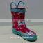 lovely kids rubber rain boots with handle and horse print