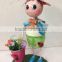 2015 newest design girl boy garden decoration metal girl flower pot metal bog flower pot metal flower pot