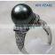 large round tahitian pearl ring in peacock green