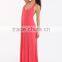 Popular Design Bohemia Style Summer Lightweight Hawaiian Beach Wear Feminine Clothes Coral Colour Mix Tie Back Maxi Dress