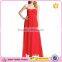 New Style Red Women Strapless Off Shouder Chiffon Fabric Flow Party Dress