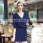 women long sleeve front wrapped tie waist navy blue plain short rompers
