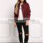 MGOO Foshan Manfuacturer Wine Red Polyester Bomber Jackets Zip Up Custom Back Print Winter Coat With Padded