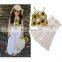 Children's clothing hot-selling girls summer 2-piece sunflower sling baby shirt + wide leg pants trendy children's clothing