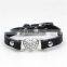 Luxury cat neck belt rhinestone heart cat collar genuine leather
