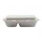 Friendly Disposable Biodegradable Takeaway Food Containers with 2 Split Hinged Lid white color 9 inch lunch Box