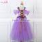 New designed light tulle dress with band decoration in pure purple