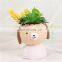 Indoor Garden Home Decor Accessories Mini Cute Cartoon Animal Head Ceramic Pots With Mixed Artificial Succulents