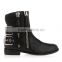 Female fashionable leather boots women short boots double zipper back buckle custom boots women flat chunky boots