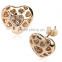 2016 Romantic Earring Jewelry 18k Gold / White Gold Plated Rhinestone Austrian Crystal Heart Stud Earrings