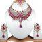 Indian Bollywood Fashion Jewelry Gold Plated Beautiful Necklace Set Magenta