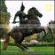 The ancient war general riding horse chariot bronze sculpture