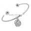 Latest Design Vogue Jewellery Bangle High Polished Real Gold Hollow Ball Center Clean Stone Pendant Cuff Adjustable Bracelets