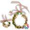 Wholesale Children 2 Pcs Adjustable Tiara Artificial Flower Crown And Waist Bracelet