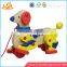 Wholesale lovely wooden pull duck car toy best selling baby pull wooden duck car toy W05B056