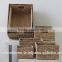 Set of 3 small rectangle water hyacinth baskets with handles