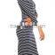 OEM Stylish Casual Wear STRIPE KNIT Bodycon Midi Dress WITH DENIM COLLAR TRIM