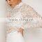 Long sleeve wide pant legs stretchy lace top white jumpsuit