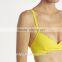 Anly Wholesale Ladies Skinny Shoulder Straps Yellow Stretch Seersucker Swimsuit