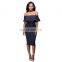 Europe And America Fashion Off Shoulder Pure Color One-Piece Dress