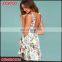 Latest dress designs floral print backless summer woman mini dress
