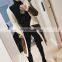 TWOTWINSTYLE Irregular Fleece Pu Leather Turtleneck Zipper Midi Long Coat Winter Thick Female