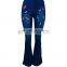 Tsuretobe Butterfly Embroidery Flare Jeans Women Vintage High Waist Bell Bottom Jeans Party Stretch Denim Wide Leg Pants Female