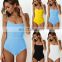 Vintage One Piece Swimsuit Women Bikinis High Waist Swimwear spaghetti strap Bathing Suit Bandage Monokini Bodysuit Beach Wear