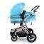 Hot Luxury  4 Wheels High Landscape New Design baby doll stroller 3 in 1 with car seat