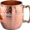 Manufacturer of Copper Handle Hammered Copper Moscow Mule Mug With Shiny Finish from India